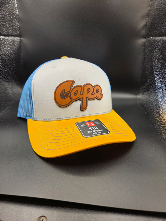 Cape Hat - White/Blue/Yellow